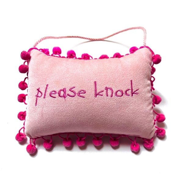 Please Knock Velvet Hanging Pillow - Picture 5 of 5